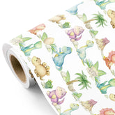 Dinosaur Baby Shower Wrapping Paper - Mini Roll - 17 Inch X 16.5 Feet - Watercolor Dinosaur Wrapping Paper For Baby Shower, Boys Birthday, Baptism Gift Wrap