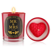 Wedding Gifts - Mr And Mrs Gifts 2026 - Wedding Gift For Couples - Bridal Shower Bride Gift For Married Newlywed - Soy Wax Scented Candle New Year Couple Glass Candle (6 Oz) Red