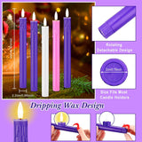 5 Piece Flameless Advent Candle Led Taper Candles For Christmas Advent Rituals Holidays, Church, Celebration, Home Decor(Drop Wax Style)