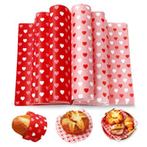 100 Pcs Valentine'S Day Wax Paper Red Pink Heart Waterproof Oil-Proof Deli Paper Tissue Sheets For Food Sandwich Picnic Basket Liners Kitchen Bakery Party Decor Supplies