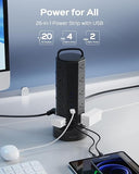 Power Strip Tower Surge Protector 20 AC 6 USB 6.5Ft Retractable Extension Cord