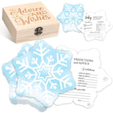 50 Pcs Double Side Fall Baby Prediction And Advice Game Cards With Wooden Keepsake Box Floral Pumpkin Thanksgiving Day Game Cards(Blue Snowflake)