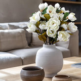 2 Pcs 36.5Inch Artificial Magnolia Flowers 3D Real Touch 6 Heads Faux Magnolia Flowers Realistic Long Stem With Green Leaves For Home Wedding Table Office Floral Arrangement Decoration (White)