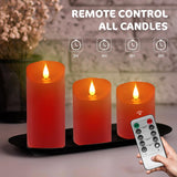 Red Real Wax Rechargeable Candles Flickering Realistic,Flameless Candles Rechargeable With Remote For Home Decor Idea Gift?Pack 3(D 3”X H 4”5”6”)