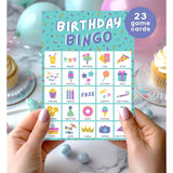 Birthday Bingo Game For Kids Birthday Party Games, Kids Party Games Supplies - 23 Players - Blue