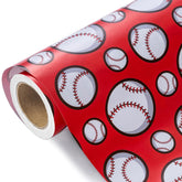 Baseball Wrapping Paper Roll - Mini Roll - 17 Inch X 9.8 Feet - Sports Red Baseball Design, Perfect For Birthday, Party, Holiday
