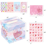 Valentine Boxes For Kids Valentines Day Cards With Heart Mailbox Set For Boy Girl Toddlers School Classroom Holiday Favor Exchange Supplies 1 Box, 32 Valentine Cards, 1 Teacher Card, 35 Stickers