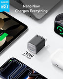 30W Foldable USB C GaN Fast Charger Compact Wall Charger for iPhone Galaxy iPad