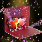 Valentine'S Day Card With Light & Music, Romantic Pop Up Greeting Card, Anniversary, With Envelope.