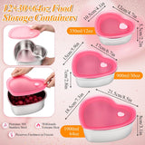 3 Pcs Valentine'S Day Heart Shaped Container With Lids 12Oz 30Oz 64Oz Stainless Steel Food Container Cake Storage Box Reusable Lunch Bento Box Heart Mold For Wedding Kitchen