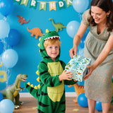 Dinosaur Reversible Wrapping Paper Roll - Boys & Girls Birthday Gift Wrapping Paper - 17 Inch X 33 Feet - Great For Baby Shower, Kids Party - Blue Dinosaur Design With White Polka Dots Back