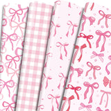 Pink Bow Wrapping Paper - Cute Baby Shower & Wrap Paper For Xmas, Birthday, Bridal & Bachelorette Parties