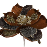 10In Brown Christmas Flowers 8 Pcs Large Christmas Glitter Magnolia Flowers Christmas Tree Ornaments Giant Artificial Flowers With Stems For Xmas Tree Holiday Decorations