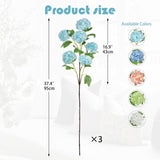 Light Blue Hydrangea Artificial Flowers 37.4”Tall Faux Hydrangea Flowers Spray With 6 Flower Heads, Silk Hydrangeas Flower With Stems 3Pcs, Fake Hydrangeas For Home Wedding Table Centerpieces Decor