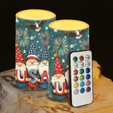 Usa Flag Gnomes Battery Powered Candles With Remote And Timer Veterans Day Gifts Decorations Led Flameless Flickering Candles For Indoor Gifts Holiday Decor Home Party Festival Set Of 2