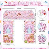 3 Pcs Christmas Gingerbread House Banner Gingerbread Party Door Decorations Pink Winter Christmas Candy Hanging Banner Porch Sign For Holiday Classroom Office Home Party Decor