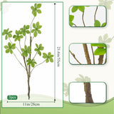3 Pcs Artificial Green Leaves Stem Plants Faux Floral Stems Fake Leaves Silk Artificial Greenery Branches With Long Stem For Vases Farmhouse Centerpiece Home Office Party Wedding Shop Decor