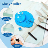 109 Pcs Watercolor Paint Muller Set Glass Paint Muller Slab, Drawing Knives And Watercolor Half Pans With Magnetic Stripe For Diy Oil Acrylic Drawing(2.95'' In Dia)