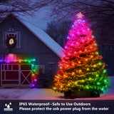Led Christmas Lights 65.6Ft, Smart Iic Rgb Fairy Lights 200 Leds, Ip65 Waterproof, App Supports Music Sync, Christmas De