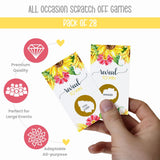 Golden Sunflower Scratch-Off Game Cards For Autumn Weddings, Baby Showers, And Bridal Events (28 Pack)