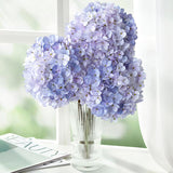 3Pcs Purple Hydrangea Artificial Flowers 25.6" Large Fake Hydrangeas Flowers With Stems Faux Silk Bouquet For Indoor Home Decor Table Wedding Party Floral Outdoor Centerpieces