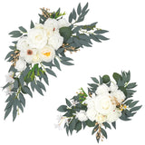 Wedding Arch Flowers Set Of 2, Artificial Flowers For Decoration Backdrop Garland For Arch Flowers For Wedding Ceremony Reception And Welcome Signs Decorations (White)