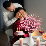 26Pcs Valentines Decorations Pink Heart Picks - Valentine Artificial Berry Stems Decor For Home Vase Table Centerpiece