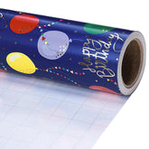 Birthday Wrapping Paper Roll, Mini Roll, Colorful Balloon With Gold Foil Happy Birthday Text Design Gift Wrap Paper For Boys Girls, Baby Shower, Party And More, 17 Inches X 9.8 Feet