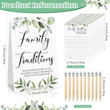 61 Pieces Baby Shower Games Include 1 Family Traditions Standing Sign And 50 Family Traditions Activities Cards With 10 Pencils(Greenery)