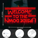 Welcome to the Upside Down Neon Sign USB Dimmable LED Wall Light for Game Room Man Cave Decor