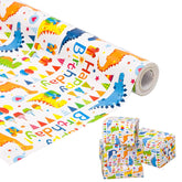 Dinosaur Birthday Wrapping Paper Roll - Mini Roll - 17 Inches X 50 Feet - Happy Birthday Wrapping Paper Kids Wrapping Paper Rolls Boy Dinosaur Gift Wrap Paper Dinosaur Party Favor Happy Bday Wrap