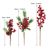 9-14 Inch Large Red Berry Pine Branches 16 Pack Assorted Pine Berries Branches Flower Pick For Christmas Wreath Festive Season Decor