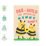 Nanny Birthday Card - Bee-Hold The Greatest Nanny Ever! - Thinking Of You Greeting Cards For Grandmother - Mother'S Day Card For Her - Gifts For Women - Comes With Fun Stickers