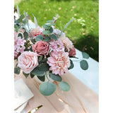 Artificial Flowers Combo Set Dusty Rose Silk Flower For Diy Wedding Fake Floral Arrangements Bouquets Centerpieces Party Baby Shower Cake Home Decorations (Purple Pink)