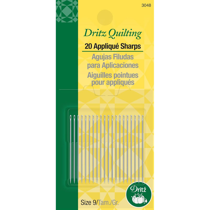 Dritz 3048 Applique Sharps Hand Needles, Size 9, Nickel (20-Count)