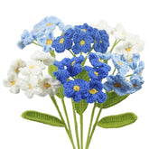 6 Pcs Crochet Flowers Bulk Forget Me Not Crochet Flower Gifts Blue Handmade Crocheted Flowers Bouquet Diy Home Decor For Mother'S Day Birthday Wedding Women Moms Wives Friends