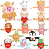 Valentines Day Cards Kids Classroom Valentine Greeting Cards Candy Holder For School Vday Exchange 36 Pcs Cute Animal Designs