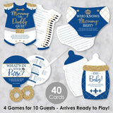 Big Dot of Happiness Royal Prince Charming - 4 Baby Shower Games - 10 Cards Each - Who Knows Mommy Best, Mommy or Daddy Quiz, What’s in Your Purse and Oh Baby - Gamerific Bundle