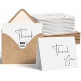 Thank You Cards With Envelopes Bulk Set & Stickers - 100 Pack 4X6 Blank Thank You Notes Bulk Box Set - Large Note Card Small Business, Wedding, Baby Shower & Bridal Shower - White