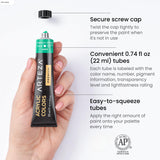 Acrylic Paint Set 24 Colors (0.74 Oz Tubes). High-Viscosity, Richly Pigmented Paints For Canvas, Wood & Crafts. Water-Based Formula. Holiday Gift For Artists & Painters