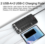 24 Outlet Power Strip 4 USB Ports 4100J Surge Protector 6FT Cord Black