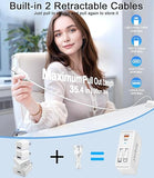 40W 4 in 1 Retractable Wall Charger with Dual Cables USB C Fast Charging Block for iPhone 17 16 Samsung Galaxy Pixel