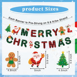 Merry Christmas Banner,Pre-Strung Red Green Buffalo Plaid Christmas Banner, Gingerbread Xmas Tree Garland Sign For Christmas Party Decorations,Indoor,Home, Office,Fireplace,Wall,Windows,Holiday Decor