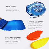 Professional Acrylic Paint Sets-20 Colors(75Ml/2.54Oz)-Heavy Body Acrylic Paint Tubes,Art Supplies For Canvas Painting,Rocks,Woods & Egg, Thick Body Paints For Artists,Adults,Beginners