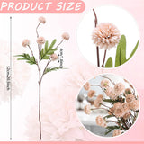 6 Pcs Artificial Pompon Mums Light Pink Faux Silk Mini Chrysanth Fake Flower Small Chrysanthemum Ball With Stem For Diy Bouquet Centerpieces Floral Arrangement Wedding Fillers Shower Decoration