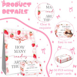 Strawberry Baby Shower Decorations,Strawberry Guess How Many Baby Shower Game,Guess How Many Candies Are In The Jar,Birthday Party Game & Activities 50 Cards And Sign
