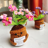Artificial Crochet Flowers, Handmade Knit Floral Arrangements For Home Decor, Wedding Bouquet Centerpiece Gift For Mother’S Day, Birthday, Anniversary, Kitchen, Office Desk (Gradient Pink-B)