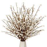 24 Pcs White Berry Picks 17 Inch Tall Christmas Berry Stems Christmas Tree Branches With White Berries For Xmas Tree Winter Holiday Vase Filler Centerpiece Flower Arrangement