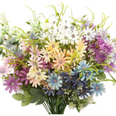 Silk Artificial Daisy Flowers Fake Floral Bulk Uv Resistant Wildflowers Bouquet Arrangement For Outdoor Home Indoor Table Office Garden Wedding Decoration (Mix Color), 6 Pcs