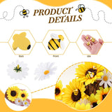 165Pcs Artificial Sunflower Heads Tiny Bees Craft Decoration 2.8"And 3.9" Sunflower Fabric, 1.6" And 2.4" Mini Fabric Daisy Flower Heads Bulk For Summer Art Diy Craft Home Beehive Party Wedding